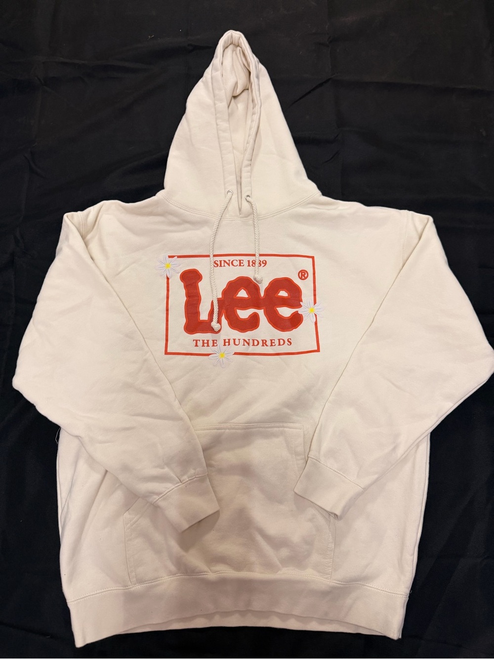 Lee x The Hundreds Cream Pullover Hoodie with Red Logo and Daisys